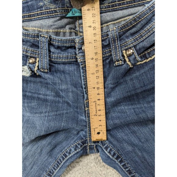 Ariat Jeans Womens 28 Turquoise Whipstitch Boot Flap Pockets Western Blue - Picture 10 of 16